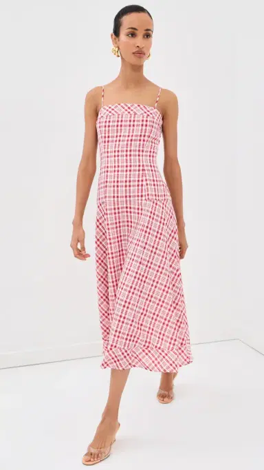Rosie Assoulin Drop Me A Note Dress Red Plaid | Thumbnail 2 Rosie Assoulin Drop Me A Note Dress Red Plaid | Thumbnail 2