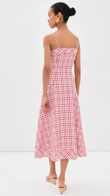Rosie Assoulin Drop Me A Note Dress Red Plaid | Thumbnail 3 Rosie Assoulin Drop Me A Note Dress Red Plaid | Thumbnail 3