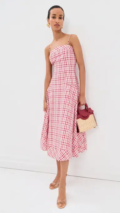 Rosie Assoulin Drop Me A Note Dress Red Plaid | Thumbnail 5 Rosie Assoulin Drop Me A Note Dress Red Plaid | Thumbnail 5