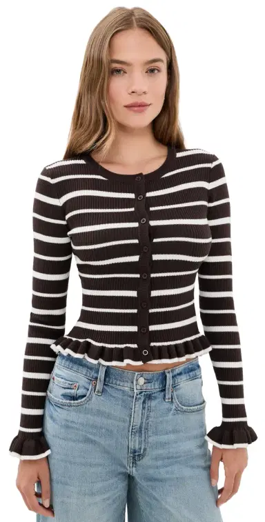 Seven Wonders Donna Knit Blouse Chocolate/Cream | Thumbnail 1 Seven Wonders Donna Knit Blouse Chocolate/Cream | Thumbnail 1