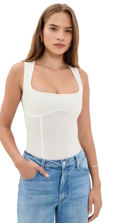 Fleur du Mal Cotton Scoop Neck Thong Bodysuit | Thumbnail 1 Fleur du Mal Cotton Scoop Neck Thong Bodysuit | Thumbnail 1