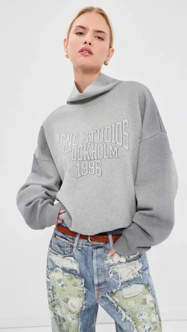 Acne Studios Funnel Neck Sweatshirt Grey Melange L | Thumbnail 2 Acne Studios Funnel Neck Sweatshirt Grey Melange L | Thumbnail 2