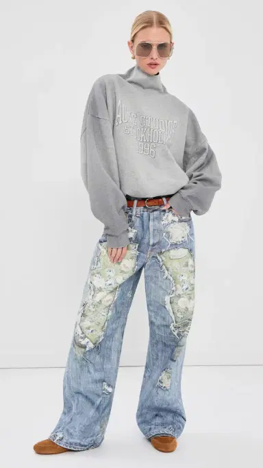 Acne Studios Funnel Neck Sweatshirt Grey Melange L | Thumbnail 5 Acne Studios Funnel Neck Sweatshirt Grey Melange L | Thumbnail 5