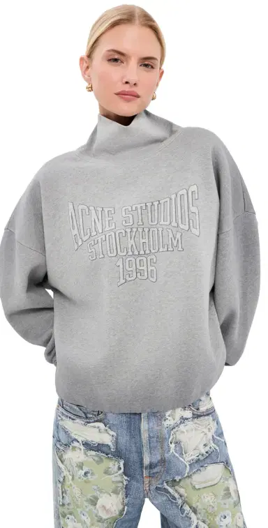 Acne Studios Funnel Neck Sweatshirt Grey Melange L | Thumbnail 1 Acne Studios Funnel Neck Sweatshirt Grey Melange L | Thumbnail 1