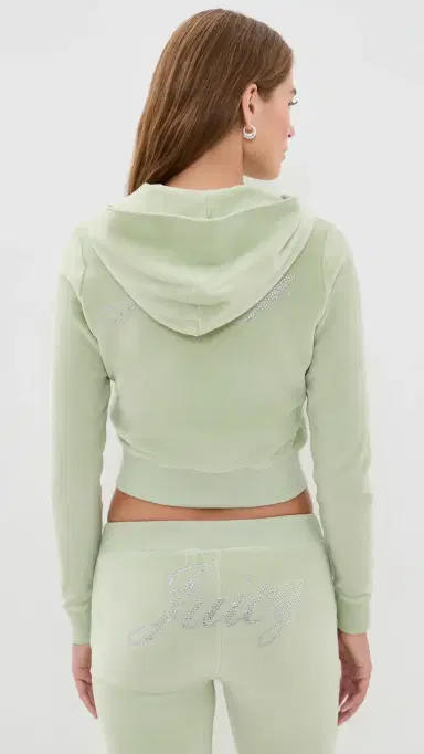 Sporty & Rich Juicy cript Velour Zip Hoodie age | Thumbnail 3 Sporty & Rich Juicy cript Velour Zip Hoodie age | Thumbnail 3