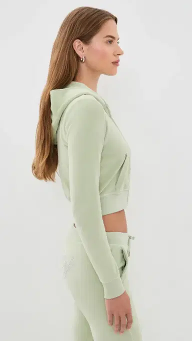 Sporty & Rich Juicy cript Velour Zip Hoodie age | Thumbnail 4 Sporty & Rich Juicy cript Velour Zip Hoodie age | Thumbnail 4