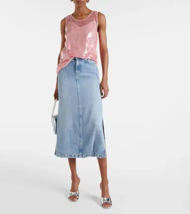 7 For All Mankind High-rise denim midi skirt | Thumbnail 2 7 For All Mankind High-rise denim midi skirt | Thumbnail 2