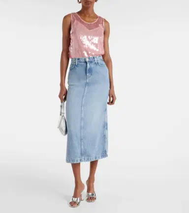 7 For All Mankind High-rise denim midi skirt | Thumbnail 3 7 For All Mankind High-rise denim midi skirt | Thumbnail 3