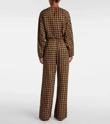 Dries Van Noten Houndstooth satin straight pants | Thumbnail 4 Dries Van Noten Houndstooth satin straight pants | Thumbnail 4