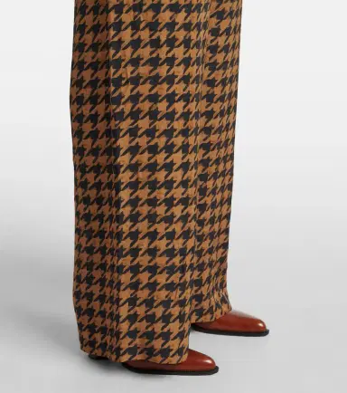 Dries Van Noten Houndstooth satin straight pants | Thumbnail 5 Dries Van Noten Houndstooth satin straight pants | Thumbnail 5
