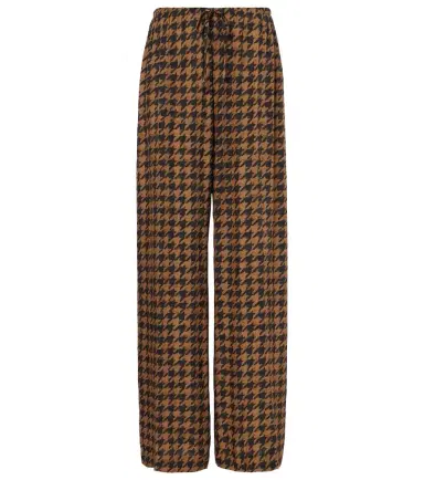 Dries Van Noten Houndstooth satin straight pants | Thumbnail 1 Dries Van Noten Houndstooth satin straight pants | Thumbnail 1