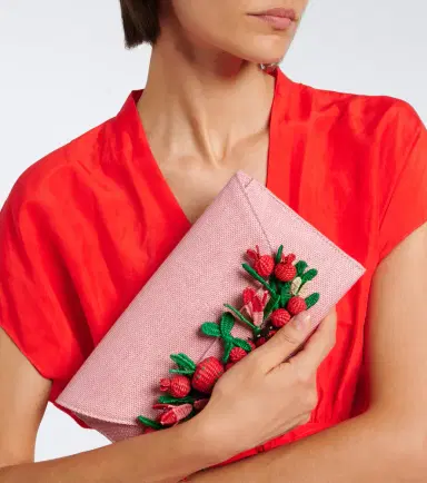 Aquazzura Botanica appliqué raffia clutch | Thumbnail 7 Aquazzura Botanica appliqué raffia clutch | Thumbnail 7