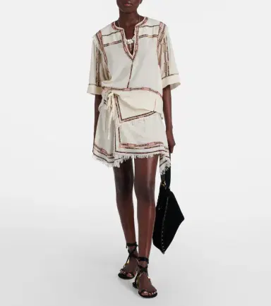 Isabel Marant Feriel embroidered fringed silk wrap skirt | Thumbnail 2 Isabel Marant Feriel embroidered fringed silk wrap skirt | Thumbnail 2