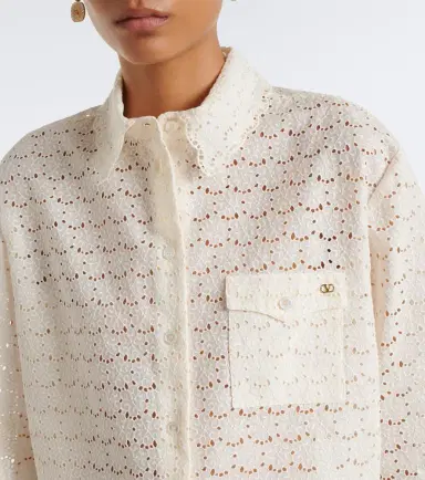 Valentino VLogo broderie anglaise cotton shirt | Thumbnail 2 Valentino VLogo broderie anglaise cotton shirt | Thumbnail 2