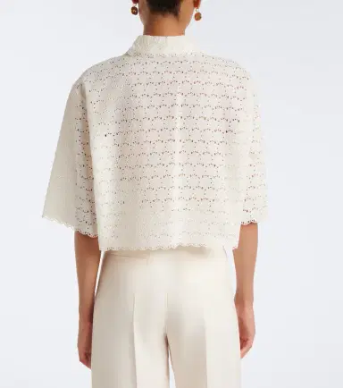 Valentino VLogo broderie anglaise cotton shirt | Thumbnail 3 Valentino VLogo broderie anglaise cotton shirt | Thumbnail 3