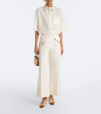 Valentino VLogo broderie anglaise cotton shirt | Thumbnail 6 Valentino VLogo broderie anglaise cotton shirt | Thumbnail 6