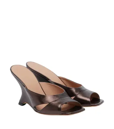 Malone Souliers Lourdes metallic leather wedge mules | Thumbnail 1 Malone Souliers Lourdes metallic leather wedge mules | Thumbnail 1