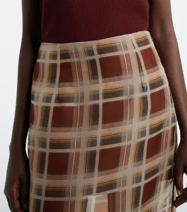 Frame Check silk midi skirt | Thumbnail 2 Frame Check silk midi skirt | Thumbnail 2