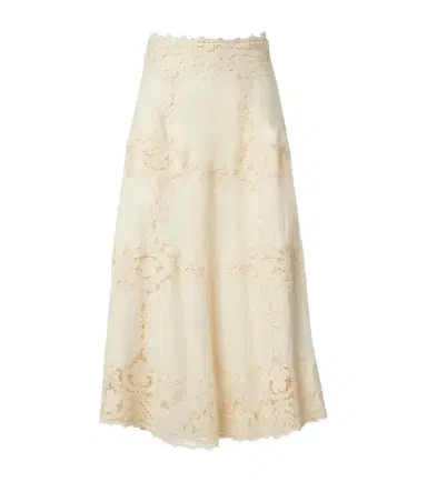 Ulla Johnson Fleur crochet-trimmed linen midi skirt | Thumbnail 1 Ulla Johnson Fleur crochet-trimmed linen midi skirt | Thumbnail 1