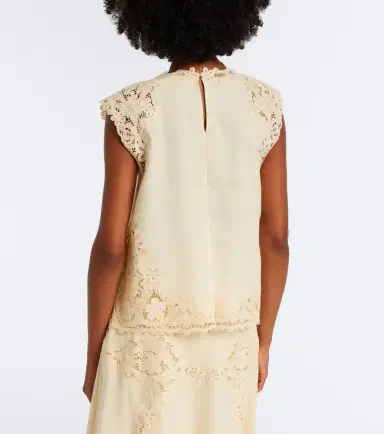 Ulla Johnson Amelie crochet-trimmed linen top | Thumbnail 4 Ulla Johnson Amelie crochet-trimmed linen top | Thumbnail 4