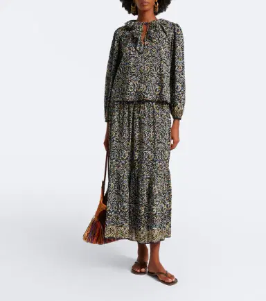Ulla Johnson Olina printed tiered cotton-blend midi skirt | Thumbnail 3 Ulla Johnson Olina printed tiered cotton-blend midi skirt | Thumbnail 3
