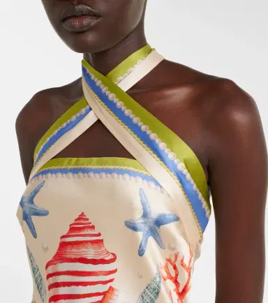 Retrofete Retrofête Cable printed silk-blend halterneck dress | Thumbnail 2 Retrofete Retrofête Cable printed silk-blend halterneck dress | Thumbnail 2
