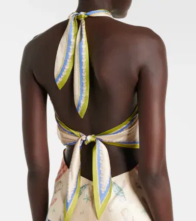 Retrofete Retrofête Cable printed silk-blend halterneck dress | Thumbnail 6 Retrofete Retrofête Cable printed silk-blend halterneck dress | Thumbnail 6