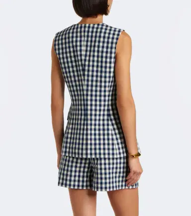 Veronica Beard Lois gingham cotton vest | Thumbnail 2 Veronica Beard Lois gingham cotton vest | Thumbnail 2