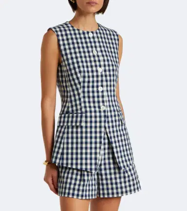 Veronica Beard Lois gingham cotton vest | Thumbnail 5 Veronica Beard Lois gingham cotton vest | Thumbnail 5