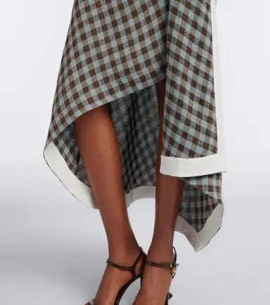 Loewe Gingham asymmetric crêpe midi dress | Thumbnail 2 Loewe Gingham asymmetric crêpe midi dress | Thumbnail 2