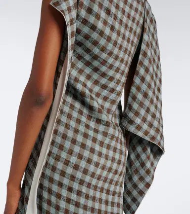 Loewe Gingham asymmetric crêpe midi dress | Thumbnail 5 Loewe Gingham asymmetric crêpe midi dress | Thumbnail 5