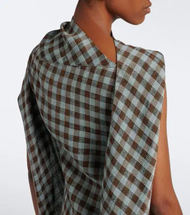 Loewe Gingham asymmetric crêpe midi dress | Thumbnail 6 Loewe Gingham asymmetric crêpe midi dress | Thumbnail 6
