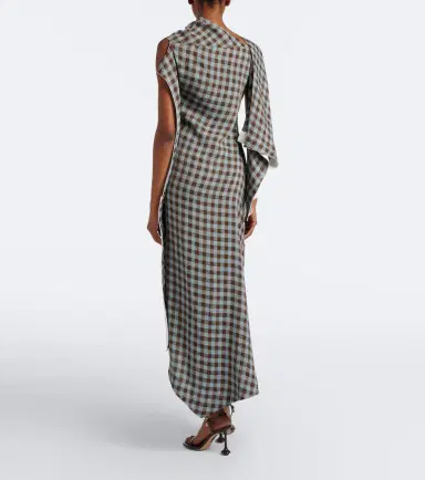 Loewe Gingham asymmetric crêpe midi dress | Thumbnail 7 Loewe Gingham asymmetric crêpe midi dress | Thumbnail 7