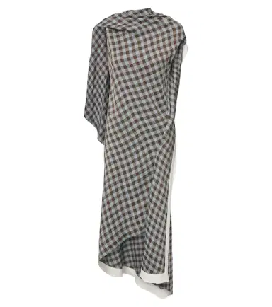 Loewe Gingham asymmetric crêpe midi dress | Thumbnail 1 Loewe Gingham asymmetric crêpe midi dress | Thumbnail 1