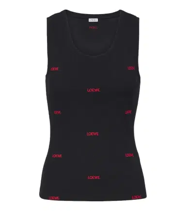 Loewe Logo ribbed-knit cotton-blend jersey tank top | Thumbnail 1 Loewe Logo ribbed-knit cotton-blend jersey tank top | Thumbnail 1