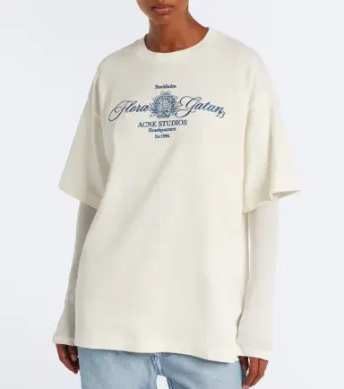 Acne Studios Layered embroidered cotton jersey T-shirt | Thumbnail 7 Acne Studios Layered embroidered cotton jersey T-shirt | Thumbnail 7