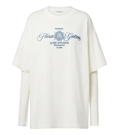 Acne Studios Layered embroidered cotton jersey T-shirt | Thumbnail 1 Acne Studios Layered embroidered cotton jersey T-shirt | Thumbnail 1