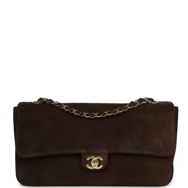 Chanel Maxi "Souplissimo" Small Flap Bag Dark Brown Suede Gold Hardware Chanel Maxi "Souplissimo" Small Flap Bag Dark Brown Suede Gold Hardware