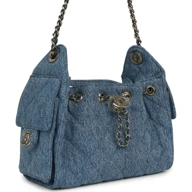 Chanel Chanel Mini 25 Hobo Bag Blue Washed Denim Light Gold Hardware | Thumbnail 2 Chanel Chanel Mini 25 Hobo Bag Blue Washed Denim Light Gold Hardware | Thumbnail 2