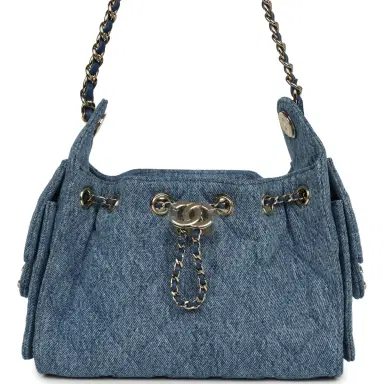 Chanel Chanel Mini 25 Hobo Bag Blue Washed Denim Light Gold Hardware | Thumbnail 1 Chanel Chanel Mini 25 Hobo Bag Blue Washed Denim Light Gold Hardware | Thumbnail 1