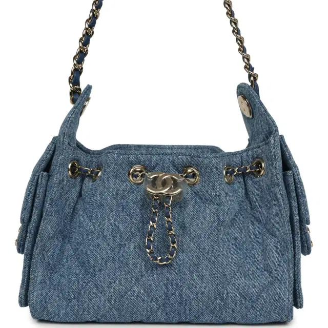 Chanel Mini 25 Hobo Bag Blue Washed Denim Light Gold Hardware Chanel Mini 25 Hobo Bag Blue Washed Denim Light Gold Hardware