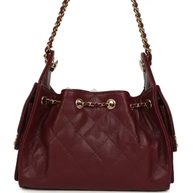 Chanel Chanel Mini 25 Hobo Bag Dark Burgundy Caviar Gold Hardware | Thumbnail 4 Chanel Chanel Mini 25 Hobo Bag Dark Burgundy Caviar Gold Hardware | Thumbnail 4
