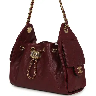 Chanel Chanel Mini 25 Hobo Bag Dark Burgundy Caviar Gold Hardware | Thumbnail 5 Chanel Chanel Mini 25 Hobo Bag Dark Burgundy Caviar Gold Hardware | Thumbnail 5