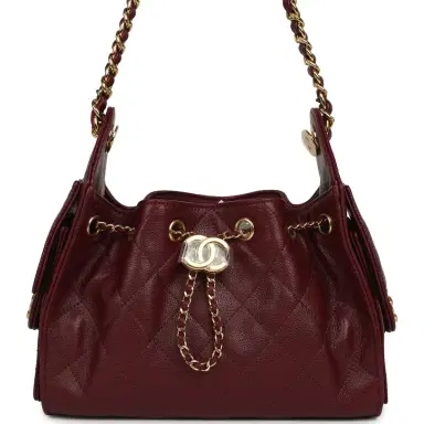 Chanel Chanel Mini 25 Hobo Bag Dark Burgundy Caviar Gold Hardware | Thumbnail 1 Chanel Chanel Mini 25 Hobo Bag Dark Burgundy Caviar Gold Hardware | Thumbnail 1