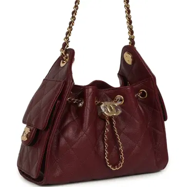 Chanel Chanel Mini 25 Hobo Bag Dark Burgundy Caviar Gold Hardware | Thumbnail 2 Chanel Chanel Mini 25 Hobo Bag Dark Burgundy Caviar Gold Hardware | Thumbnail 2