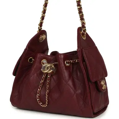 Chanel Chanel Mini 25 Hobo Bag Dark Burgundy Caviar Gold Hardware | Thumbnail 5 Chanel Chanel Mini 25 Hobo Bag Dark Burgundy Caviar Gold Hardware | Thumbnail 5