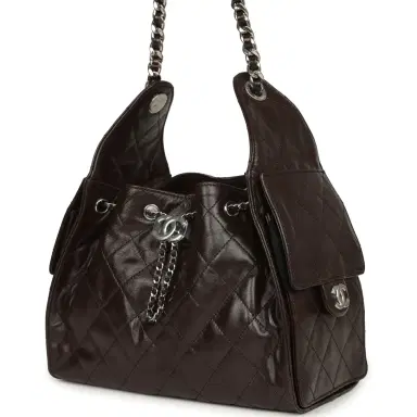 Chanel Chanel Small 25 Hobo Bag Dark Brown Shiny Aged Calfskin Silver Hardware | Thumbnail 5 Chanel Chanel Small 25 Hobo Bag Dark Brown Shiny Aged Calfskin Silver Hardware | Thumbnail 5