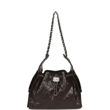 Chanel Chanel Small 25 Hobo Bag Dark Brown Shiny Aged Calfskin Silver Hardware | Thumbnail 7 Chanel Chanel Small 25 Hobo Bag Dark Brown Shiny Aged Calfskin Silver Hardware | Thumbnail 7