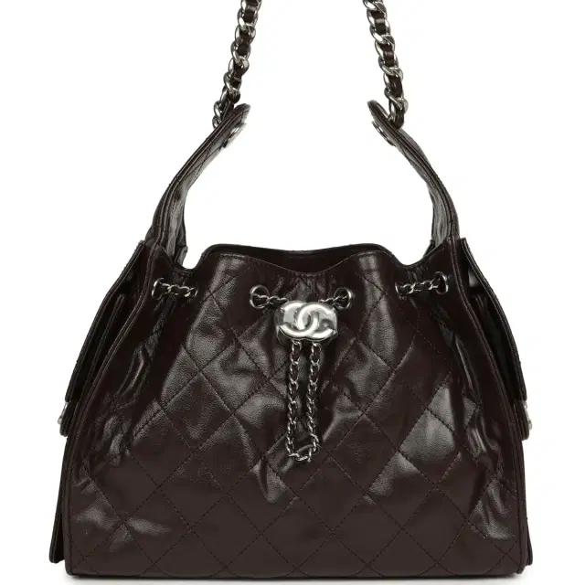 Chanel Small 25 Hobo Bag Dark Brown Shiny Aged Calfskin Silver Hardware Chanel Small 25 Hobo Bag Dark Brown Shiny Aged Calfskin Silver Hardware