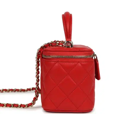 Chanel Chanel Small Classic Top Handle Vanity Case Red Lambskin Light Gold Hardware | Thumbnail 3 Chanel Chanel Small Classic Top Handle Vanity Case Red Lambskin Light Gold Hardware | Thumbnail 3
